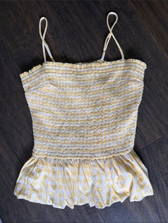 Free People Tops - Free People Gingham Yellow Top XS